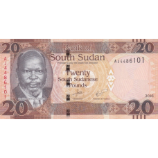 P13b South Sudan - 20 Pounds Year 2016